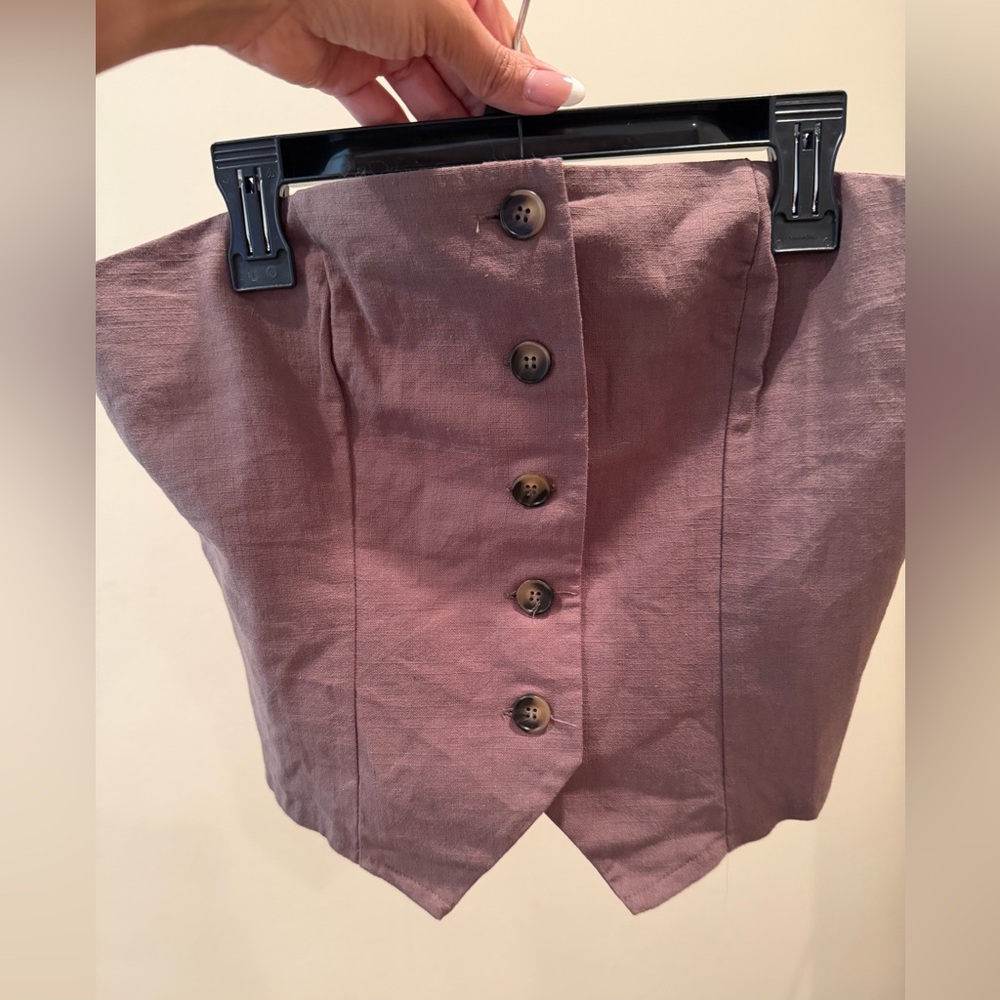 PrettyLittleThing Mauve Button-Front Crop Top